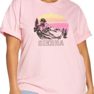 BP. Ladies Size Medium Pink Oversized Sierra Graphic Short Sleeve T-Shirt